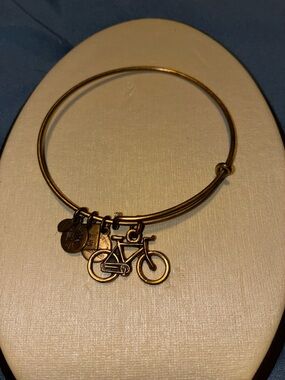 Alex and Ani Antique Gold Bicycle Charm Bracelet